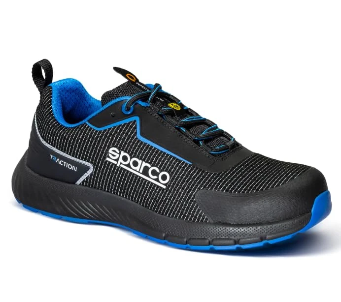 Sparco Traction, Unisex Adult Safety Shoes, Black Baby Blue, 9.5 UK - Image 1