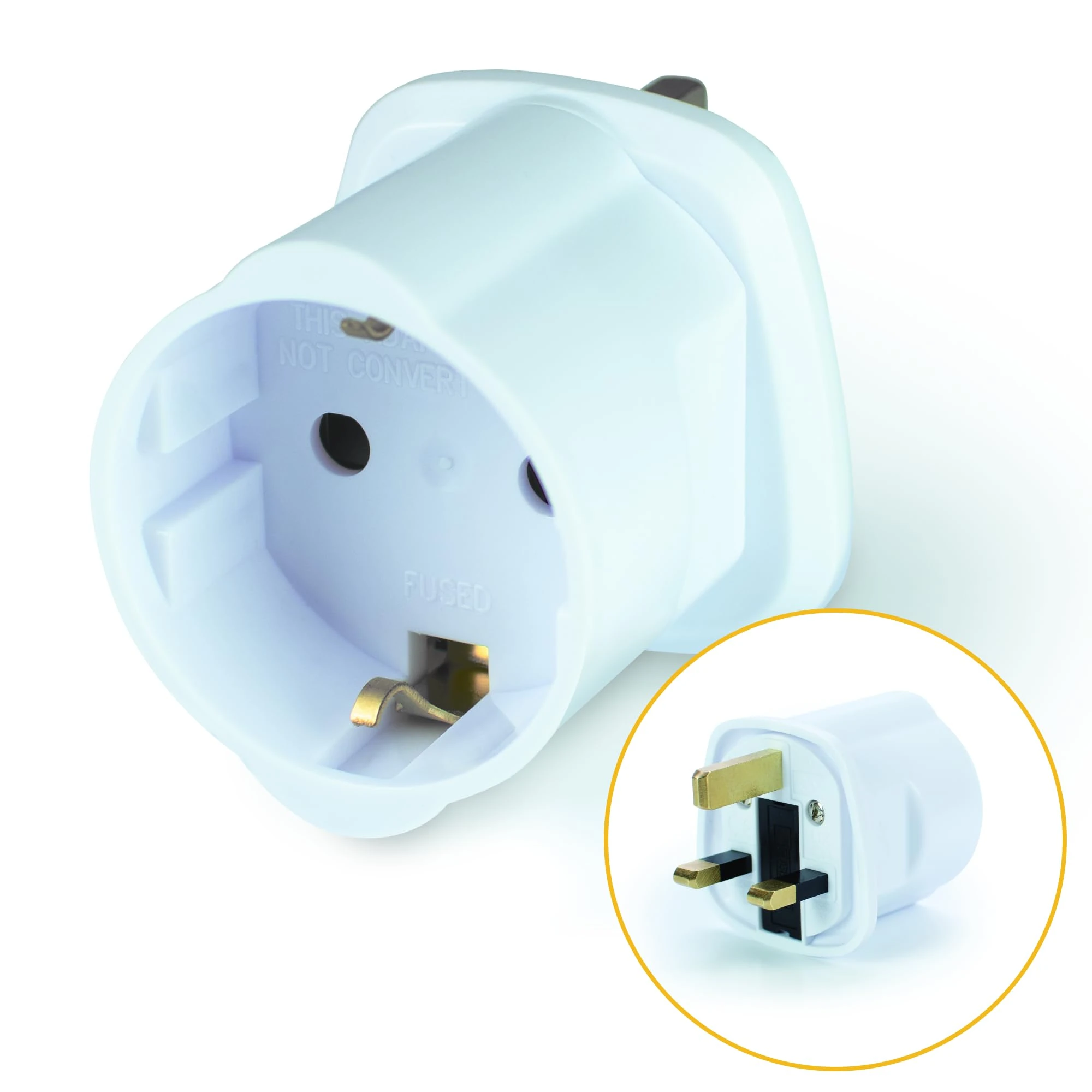 Status European to UK Power Adaptor, EU to UK Travel Adapter for Visitors, White, Pack of 1 (EUTOUKVISB112)