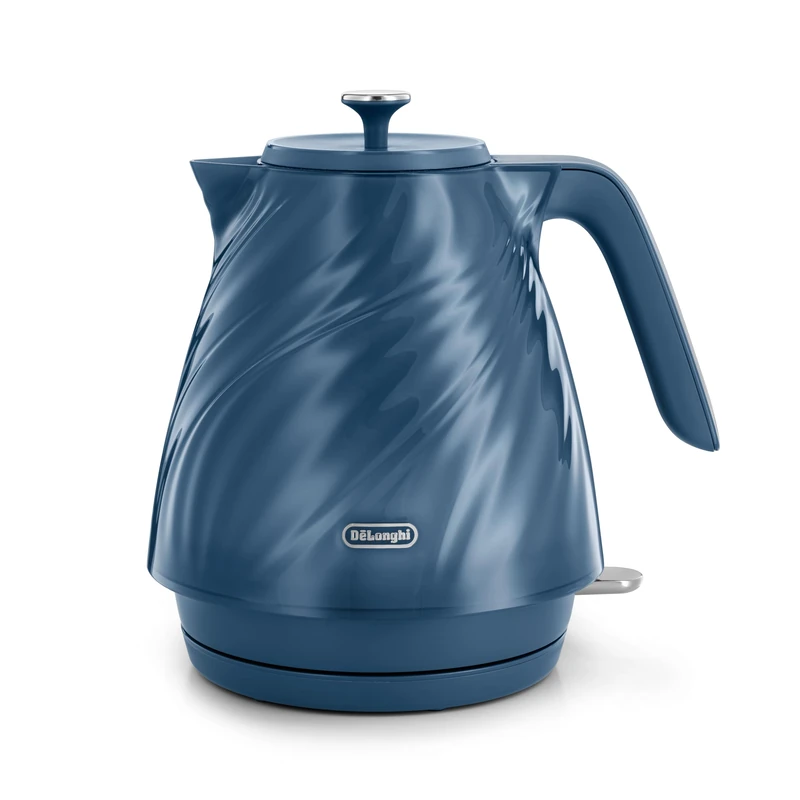 De’Longhi Ballerina Seta Electric Kettle - Fast Boil Cordless Kettle with 1.7L Capacity, 360° Swivel Base, Removable Anti-Scale Filter, Water Level Indicator, 3000W, Silk Blue (KBDS3001.BL)