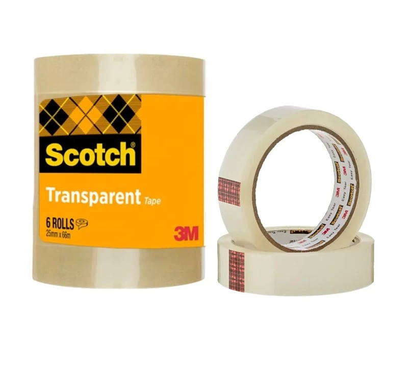 Scotch 508 Transparent Tape, Pack of 6 Rolls, 25 mm x 66 m - Strong and Sticky Tape for General Purpose Wrapping, Sealing and Mending - Cardboard Pack