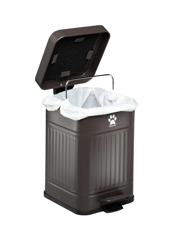 Nevink Dog Poop Trash Can Outside - Outdoor Dog Waste Trash Can with Lid - Odor Proof Waste Station Container for Backyard - 5L/1.3Gal (Mulch)