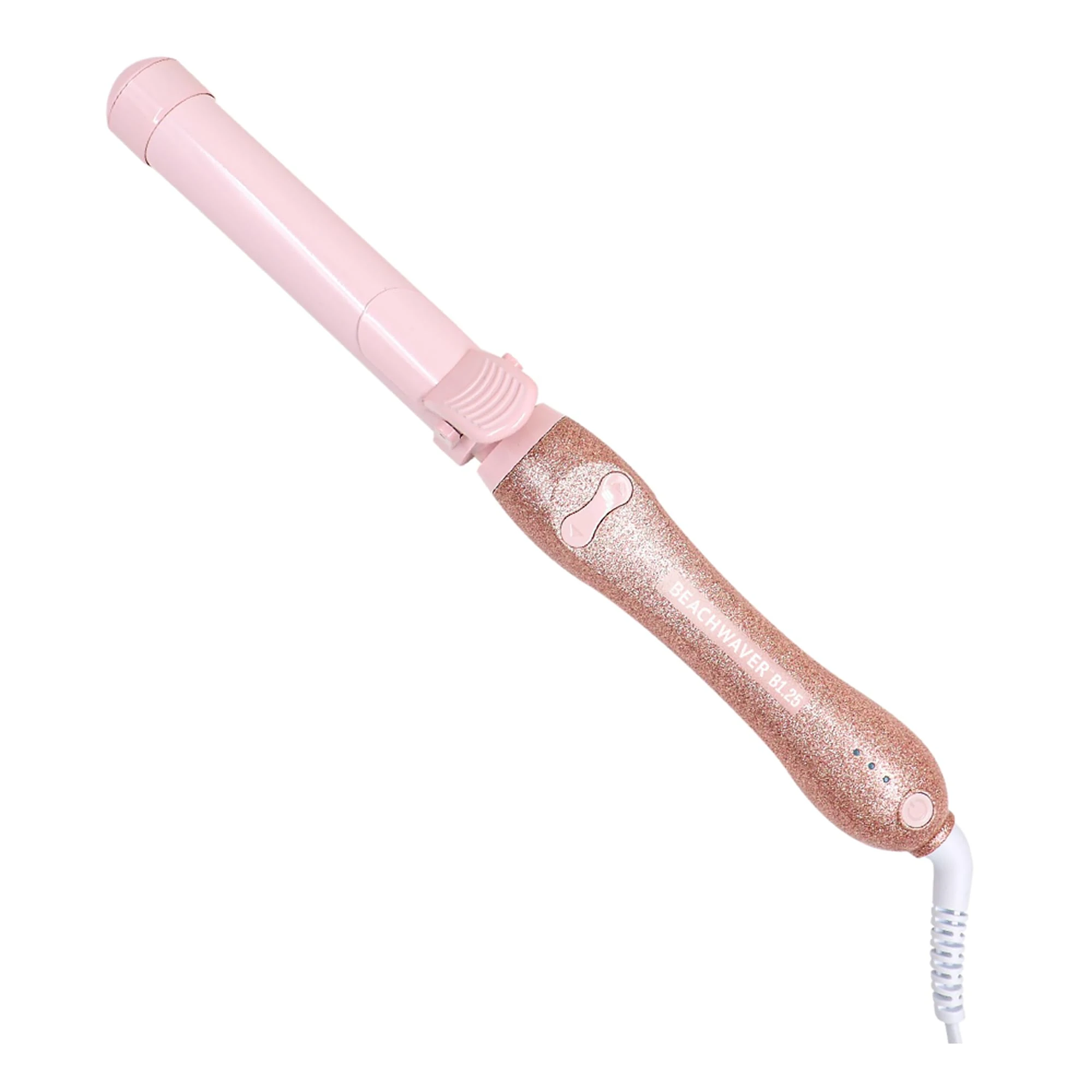 Beachwaver Co. B1.25 Rotating Curling Iron - Pink Glitter | Automatic 1 1/4-Inch Ceramic Curling Iron - Larger Barrel Size for Medium-to-Long Hair! | Auto-Shut Off, Travel-Friendly, Dual Voltage