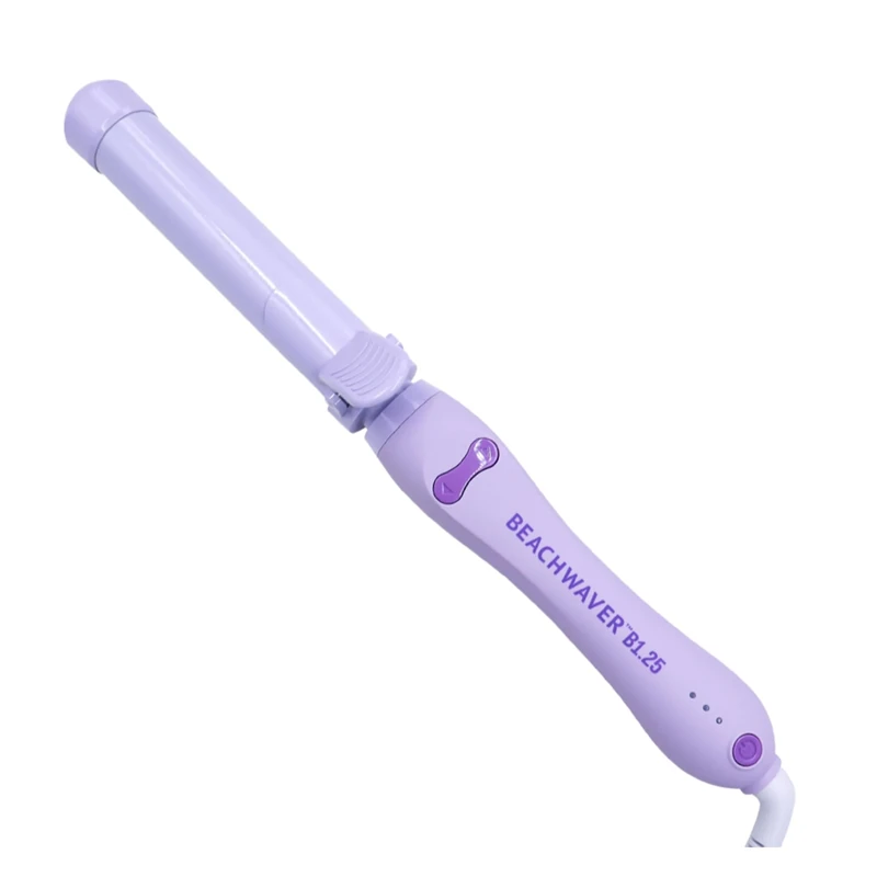 Beachwaver B Series Pretty Pastels Collection - Rotating Ceramic Barrel Curling Iron - Hair Accessories and Hairbrush - B1.25 Lilac - 31.75 mm