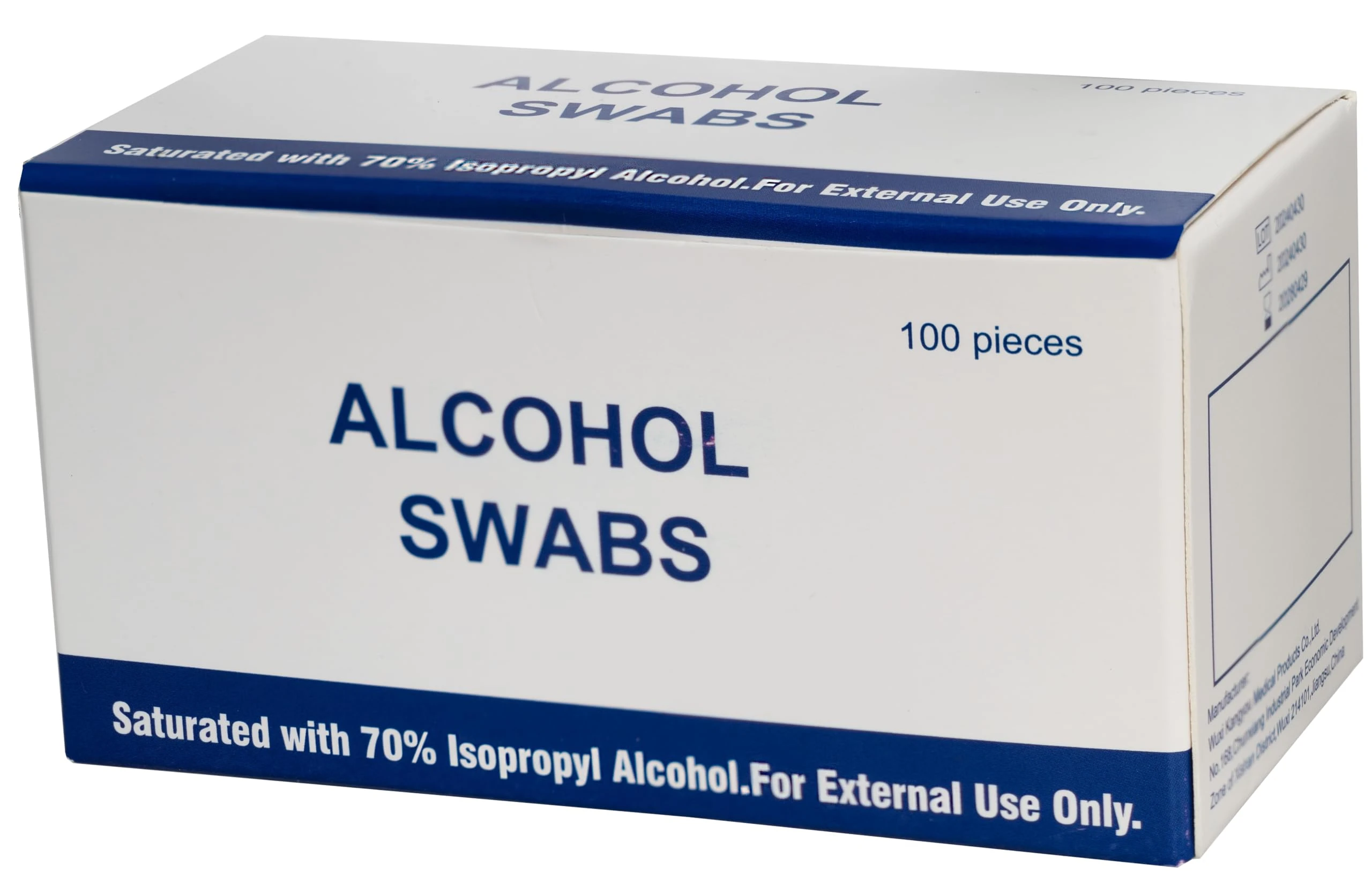 Alcohol Swabs 100 Pack, for use as Single Use Pre Injection & Weight Loss Injection Wipes, Wound Cleaning, Surface Sterilisation & Medical Use. 70% Isopropyl Alcohol.