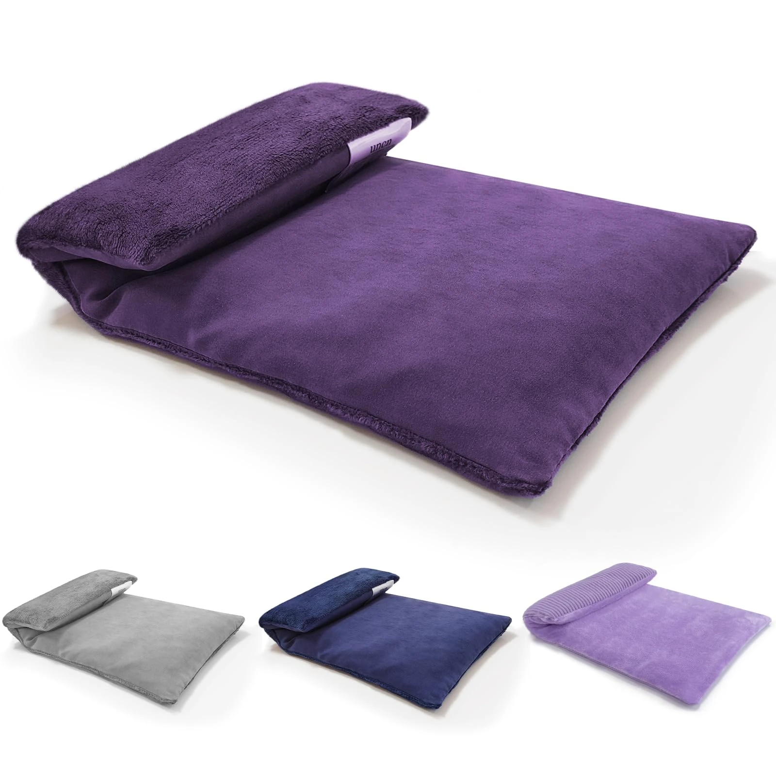 UNCN Wheat Bags Microwavable with Washable Cover | Microwave Heat Pad for Back Pain Relief 32×17 CM | Heat Pads for Muscle Cramps Menstrual Joints Relief (Deep Purple)