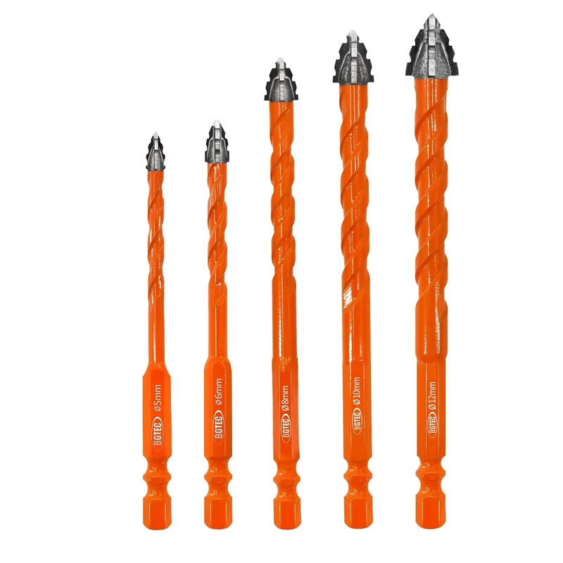 BGTEC 5-Piece Serrated Carbide Masonry Drill Bit Set 5-12mm