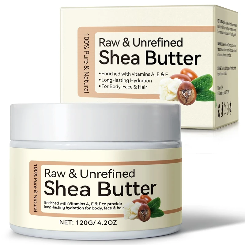 Organic Shea Butter, Raw & Unrefined Shea Butters for Body, Face & Hair, Pure Shea Butter with vitamins A, E & F, Long-Lasting Hydration for Dry Skin, Hair Care, DIY Lip Balm, Natural Moisturize