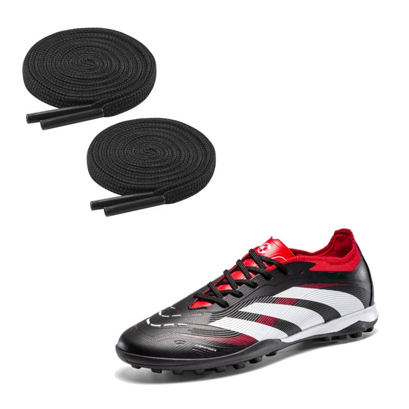 TwizzTop Thin Flat Football Laces,4mm ShoeLaces for Trainers Tennis Shoes, 2 Pairs Repalcement Laces for Running Shoes Skate Boots,Black 100cm