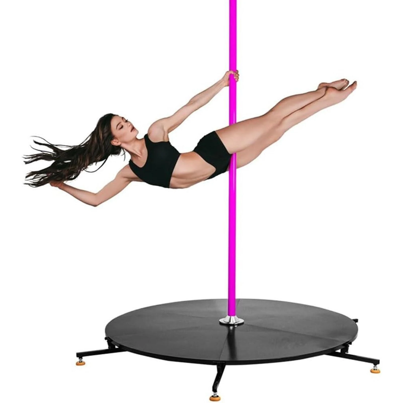 DRFGHK Outdoor Performance Mobile Stage Dance Pole Kit with Trolley, Heavy Duty Removable 45mm Stripper Pole Spinning Static Dancing Pole for Exercise Club Party Pub Home
