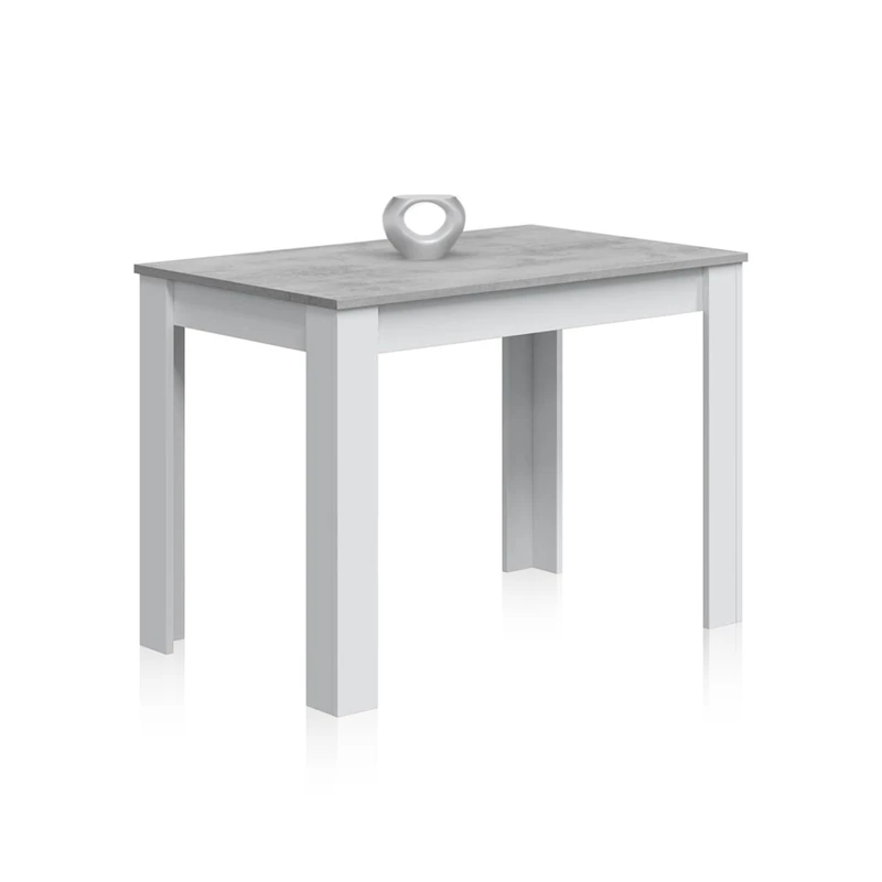 duehome | Fixed Side Table, Dining or Kitchen Table, Finish in White Artik and Cement, Model Dina, Measurements: 109 cm (W) x 67 cm (D) x 78 cm (H) - Image 1