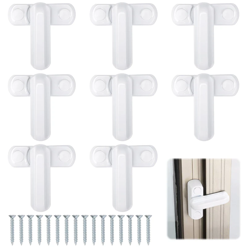 8 PCS Sash Jammers for Upvc Doors, Sash Window Security Locks with 16 Screws, Window Locks & Latches for Upvc Windows & Wooden Windows