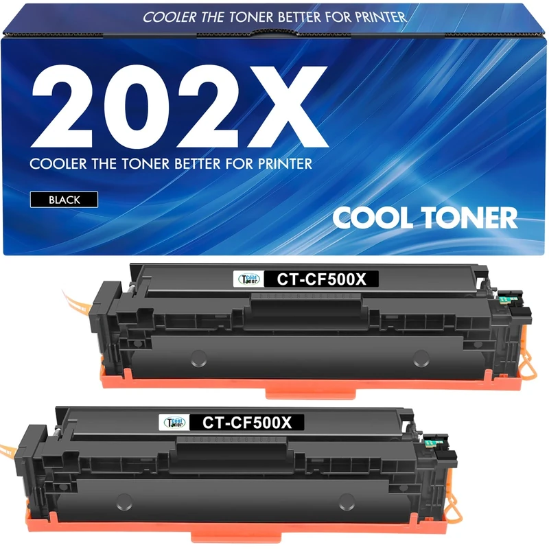 202X Black High Yield Toner Cartridges: 202A Compatible Replacement for HP 202X CF500X 202A CF500A Color Pro MFP M281fdw M281cdw M281fdn M254dn M254nw M281 M254 Toner Printer (2 Pack)