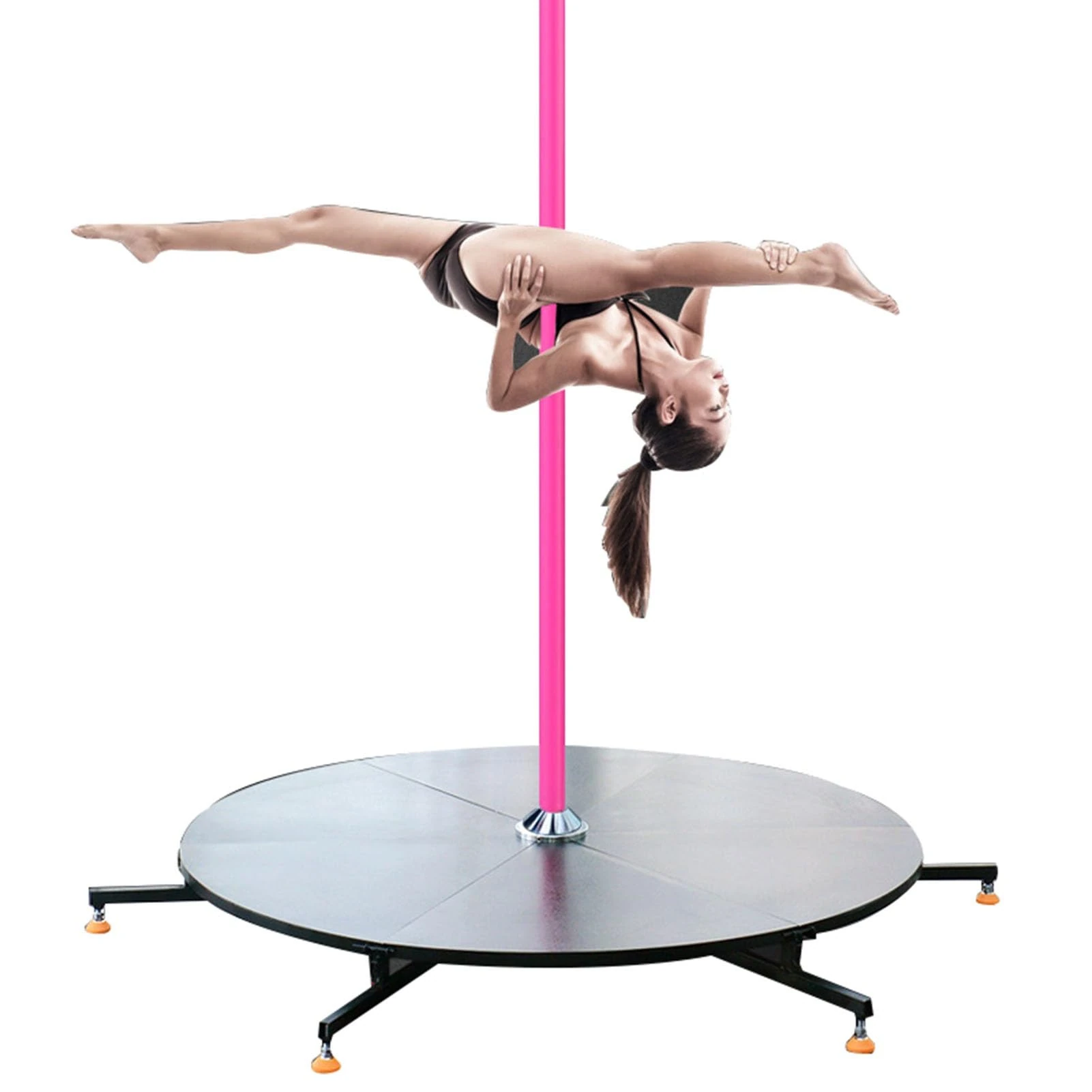 DRFGHK Mobile Stage Dance Pole Kit, 45mm Stripper Pole Spinning Static Dancing Pole Removable Heavy Duty Dance Pole Stage for Outdoor Performance, Home Dance Fitness Pole