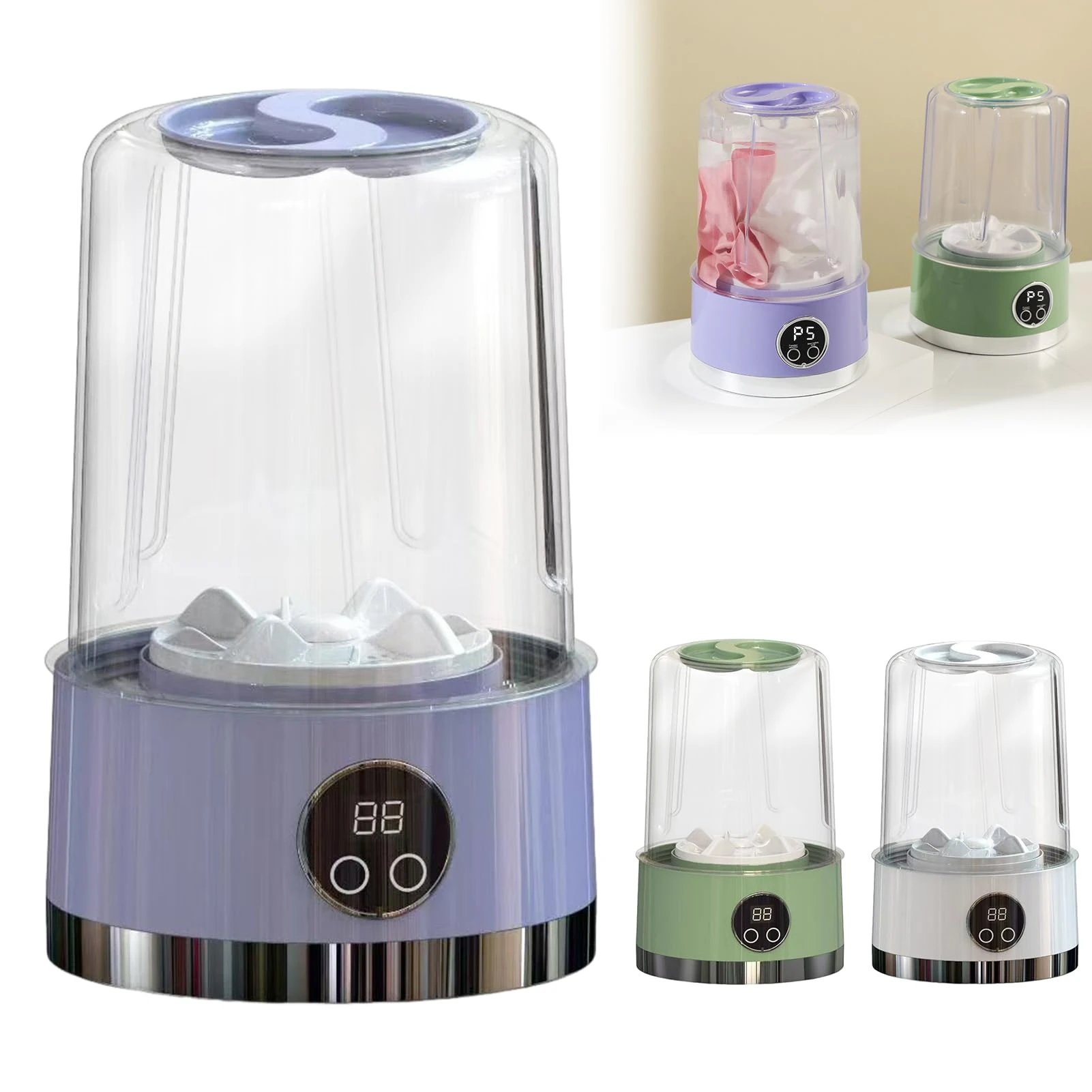 Mini Underwear Washer Machine,Portable Cordless Rechargeable Washing Machine,1L Travel Washing Device Cleaning Underwear,Socks and Baby Clothing for Apartments/Dorms/Camping/RV Travel (Purple)