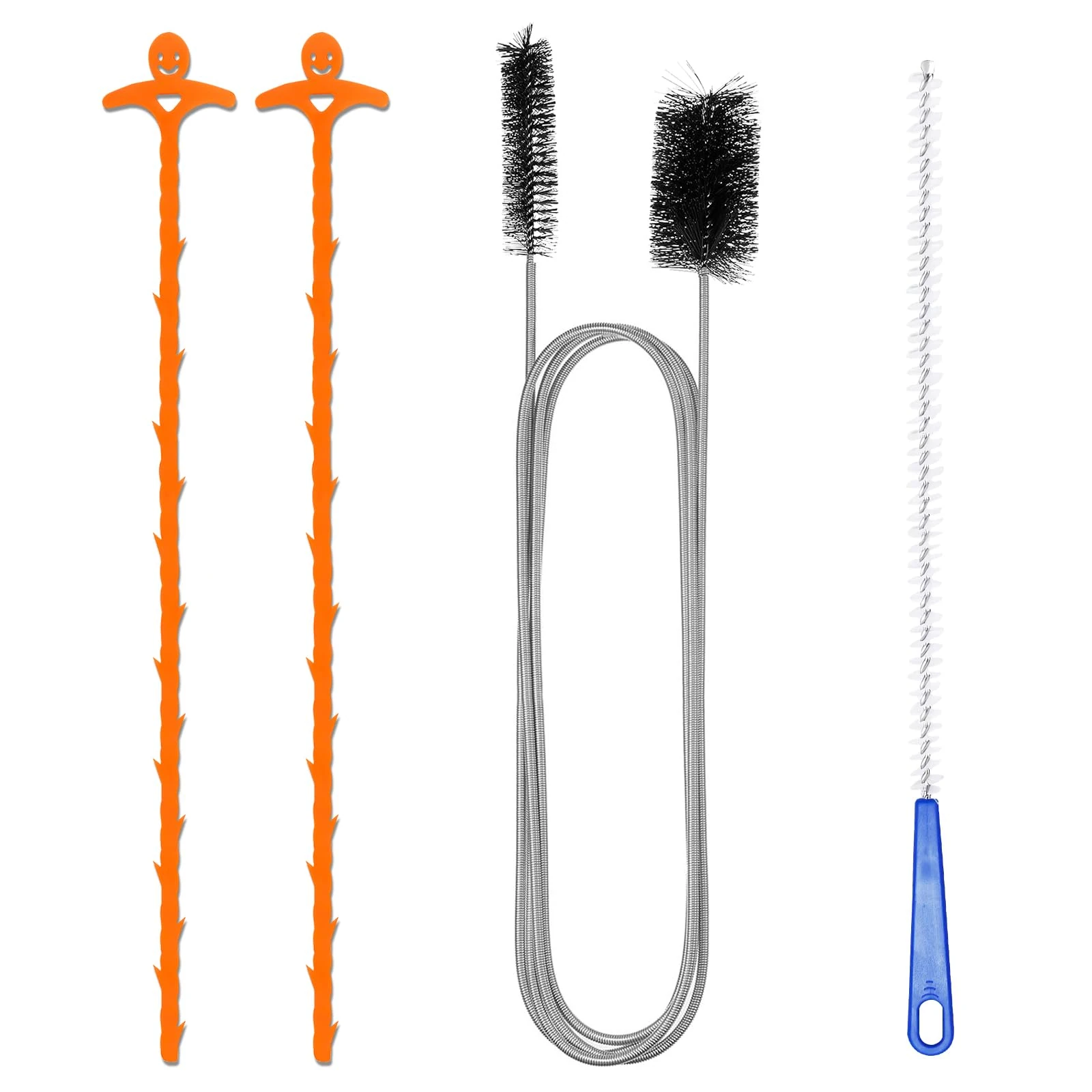 Drain Unblocker Cleaner Brush Tool - 4PCS Shower Drain Unblocker,Double Ended Nylon Pipe Cleaner Brush,Toilet Unblocker for Bathroom Toilet Kitchen Plug Hole,Reusable Rods