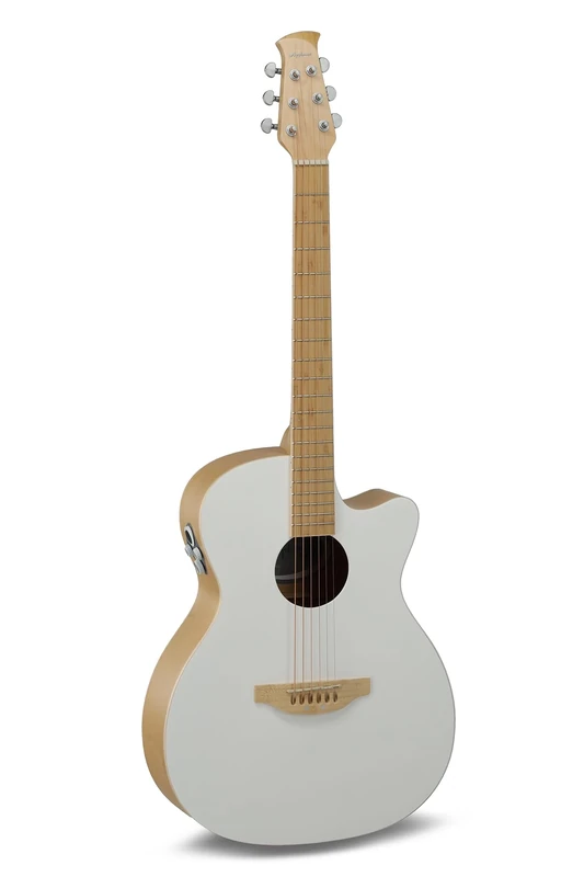 Applause electric acoustic guitar Jump Blank Canvas AEO-69-6PS, top: solid European spruce, cutaway, open-pore matt finish, top white, preamp with speaker and effects, matt chrome machine heads