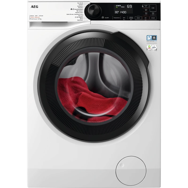 AEG 7000 Series ProSteam Washer Dryer LWR7314L4B, 11 kg Wash + 7 kg Dry Capacity, 1400 RPM, Condenser, Steam Refresh, Freestanding 60 cm, White - Image 1