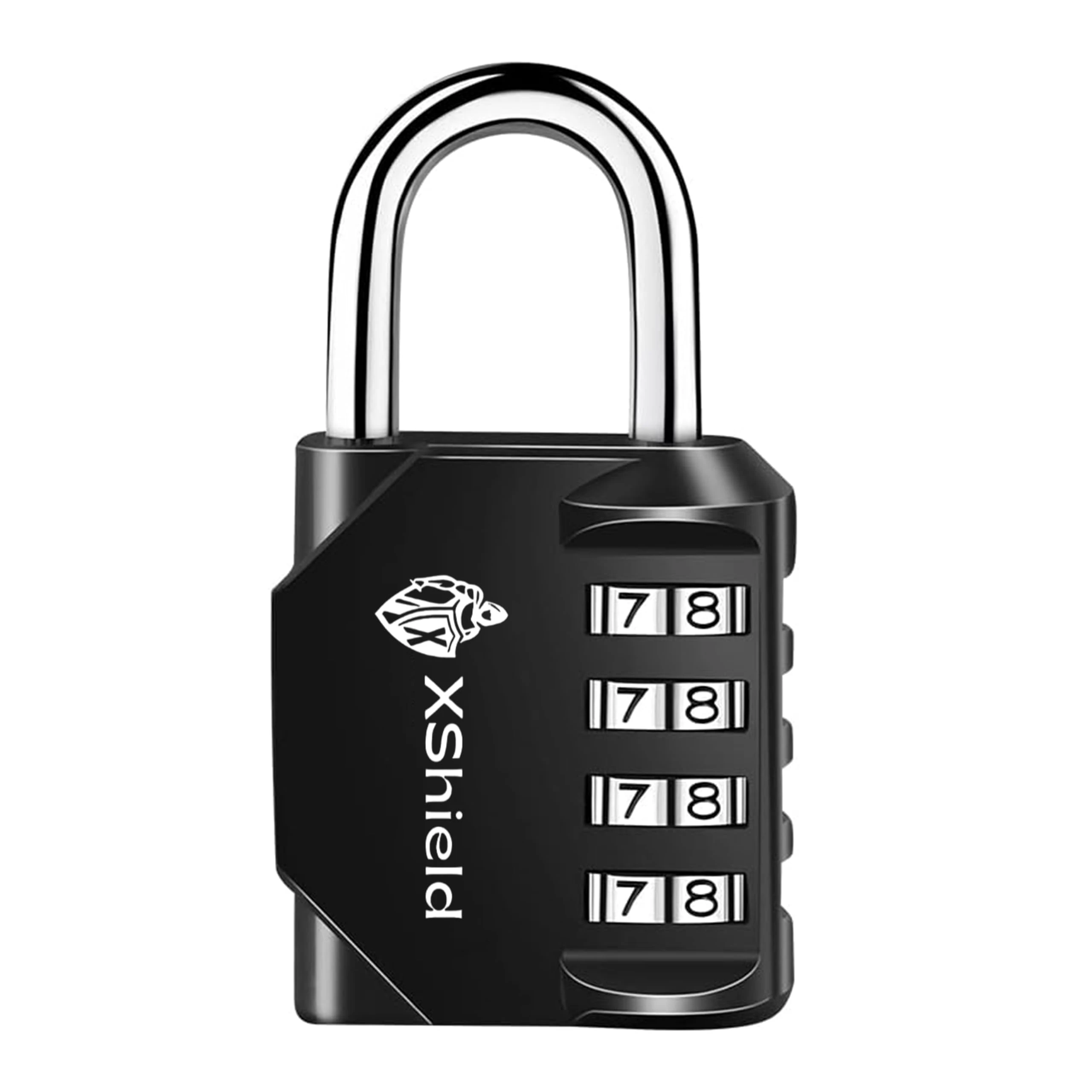 XShield 4-Digit Combination Padlock | Heavy-Duty Keyless Lock with 10,000 Code Options | Weather-Resistant Alloy Body | Ideal for Lockers, Gates, Gym, Outdoor & Travel – Black (Pack of 1)