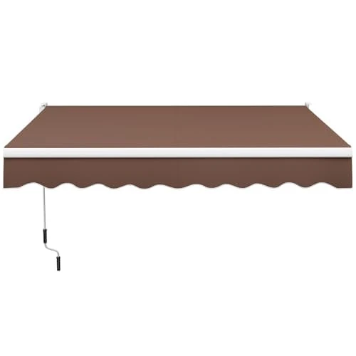 FANTASK 3 x 2.5 m Articulated Arm Awning Balcony Awning Patio Awning with UV and Waterproof Material Aluminium Frame and Crank Brown