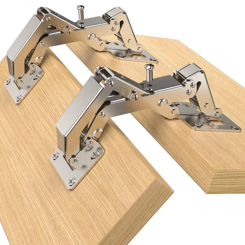 Furniware 2 Pack 170 Degree Soft Close Cabinet Hinges, Slow Smooth Frameless, Hidden Concealed Door Hardware, Surface Mount, Lid Support Trap Door, Self Closing for Kitchen Cupboard Lazy Susan Corner