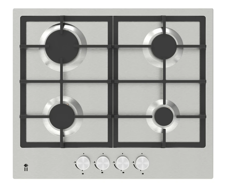 Gas Hob 4 Zone Built-In with Cast Iron Pan Stands 60cm - Stainless Steel