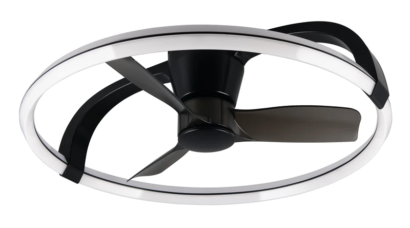 Reality Leuchten Fan with Light Stockholm R64262132, Matte Black, Metal, 25 W, 2700-6500K, 4300 Lumens, Folding Blades, Remote Control Included, Dimmable, with Night Light