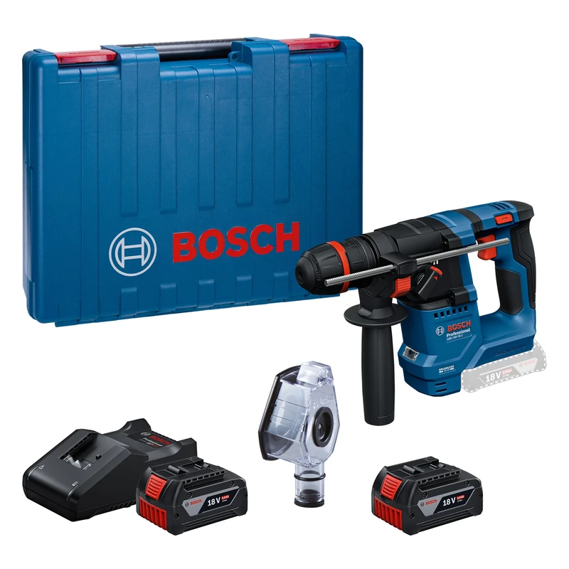 Bosch Professional 18V System Cordless Rotary Hammer GBH 18V-18 X (One Chuck, 2X GBA 5.0Ah, GAL 18V-40, GDE 24)