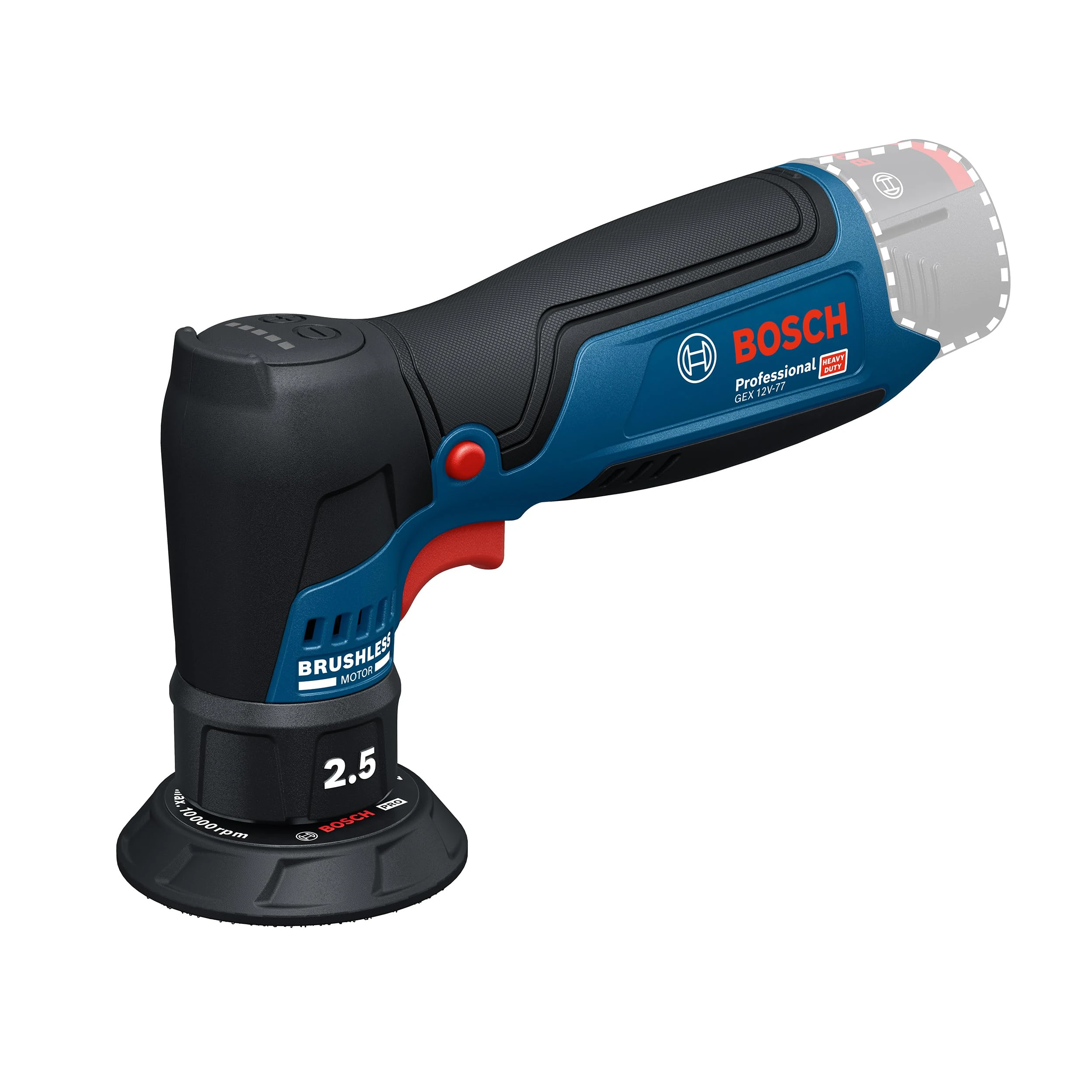 Bosch Professional 12V System Cordless Random Orbit Sander GEX 12V-77 (incl. Mounted 77mm Velcro Backing pad, Wrench)