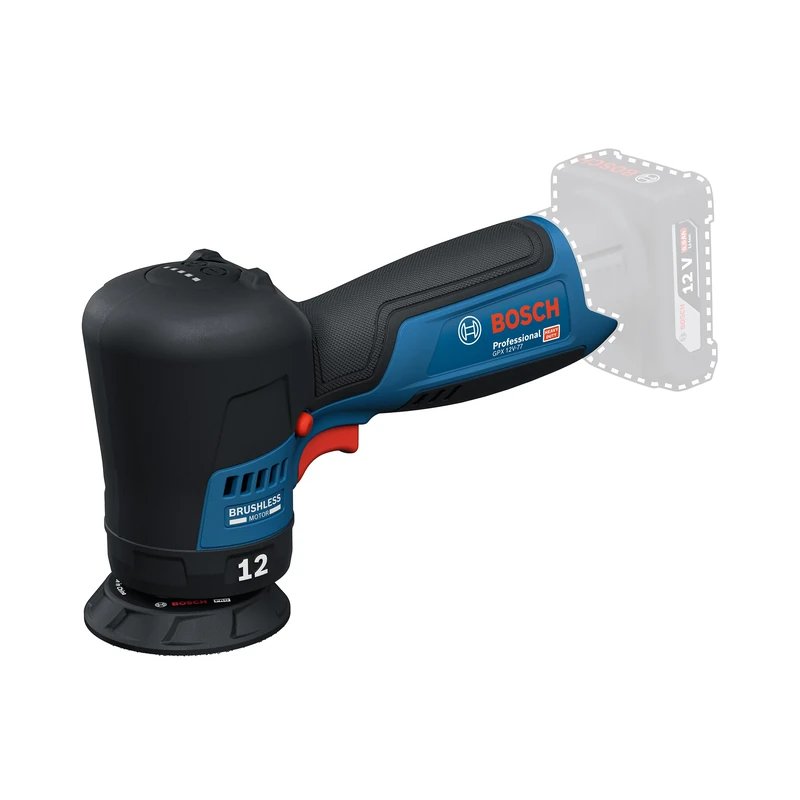 Bosch Professional 12V System Cordless Polisher GPX 12V-77 (incl. Mounted 77mm Velcro Backing pad, polishing Foam Cut pad 77mm)