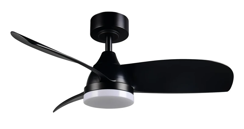 Reality Leuchten Helsinki R62732132 Fan with Light, Matte Black, Metal, 25 W, 2700-6500 K, 2500 Lumens, Remote Control, Dimmable, with Night Light