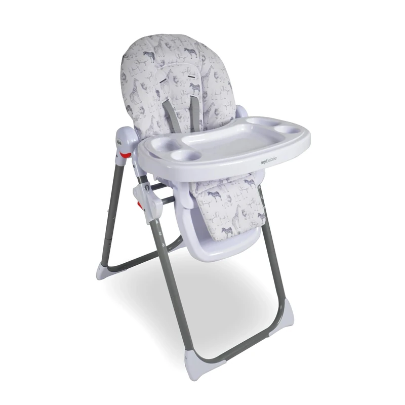 My Babiie MBHC8 Premium Highchair – Adjustable, 3 Recline Positions, 6 Height Settings, Removable Tray, Padded Seat, Foldable, for Toddler, from 6 Months to 3 Years (15kg) – Safari