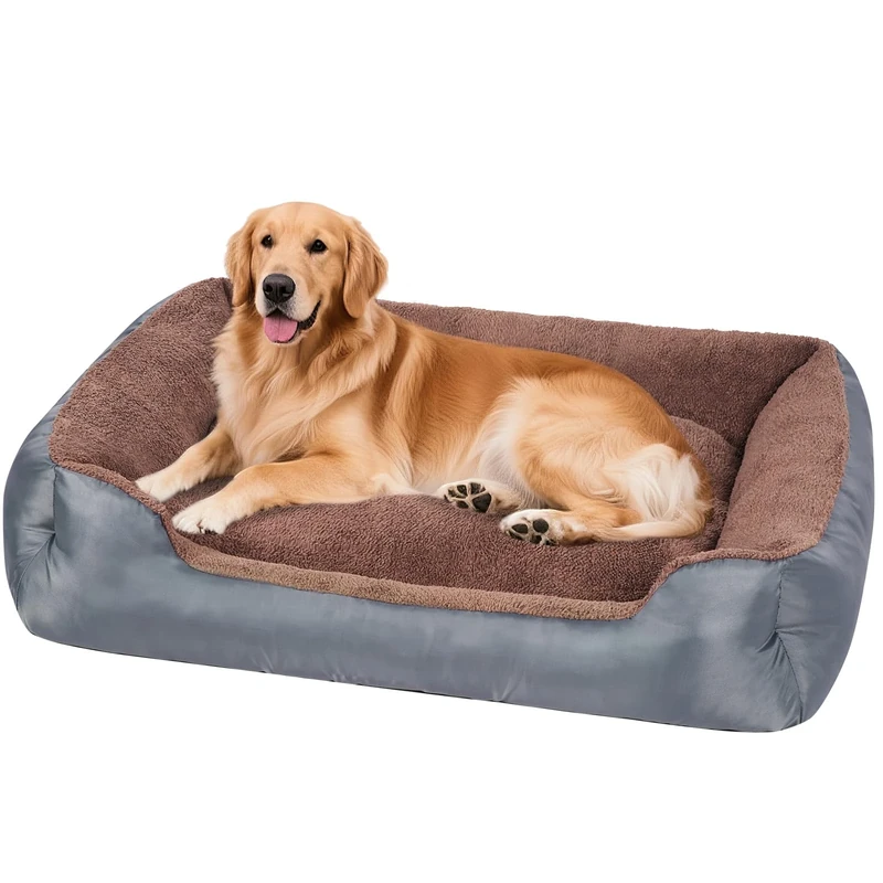 Yeprel Extra Large Dog Bed, Washable Dogs Beds for Small, Medium and Large Size Dogs, Rectangle Pet Beds Soft Calming Dog Beds with Non-Slip Bottom, 110x90x22cm, Grey