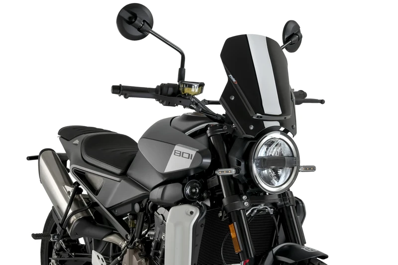 Puig 22189N New Generation Sport Windshield with aerodynamic design; improved functionality and sporty style for motorcycle, Black
