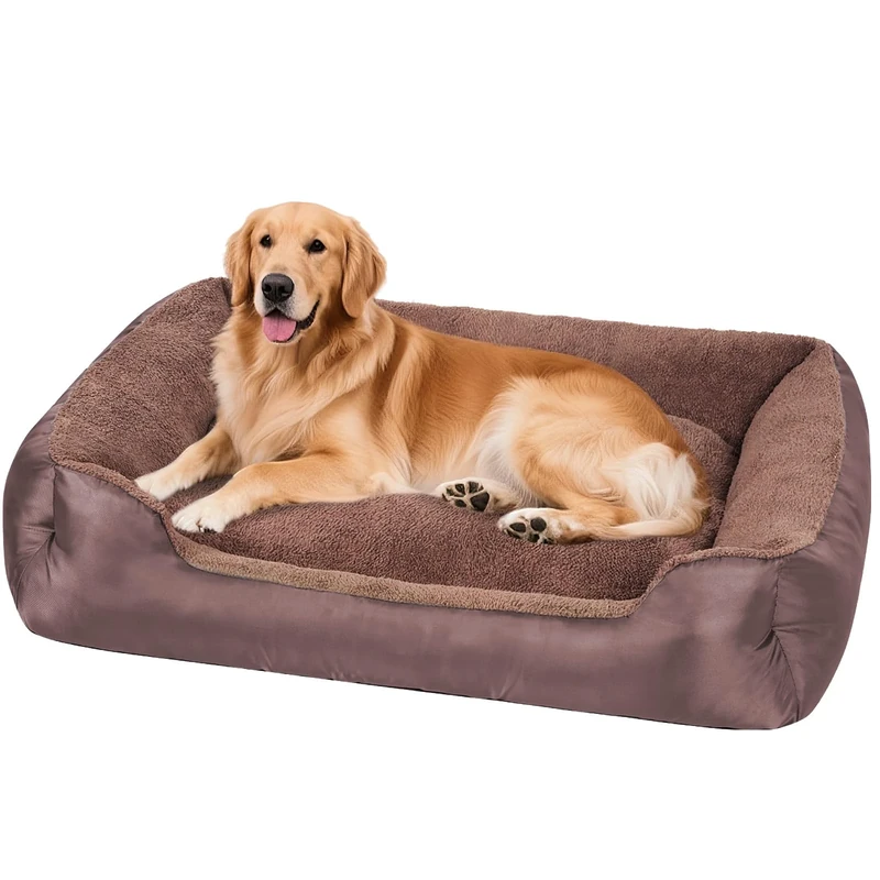 Yeprel Extra Large Dog Bed, Washable Dogs Beds for Small, Medium and Large Size Dogs, Rectangle Pet Beds Soft Calming Dog Beds with Non-Slip Bottom, 110x90x22cm, Brown