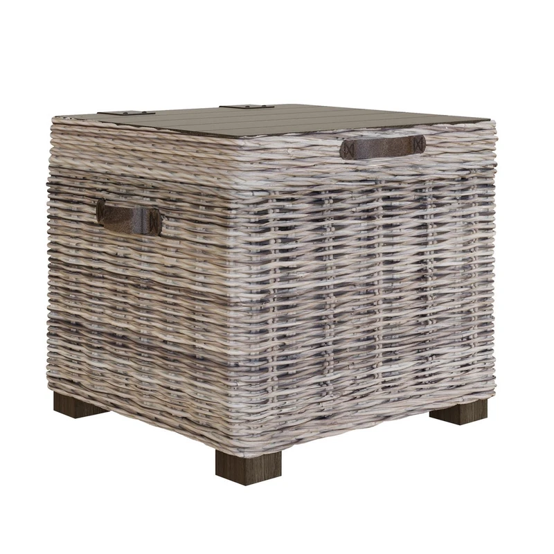 FWStyle Handmade Kubu Rattan Storage Side Table - H55 X W60 X D60cm