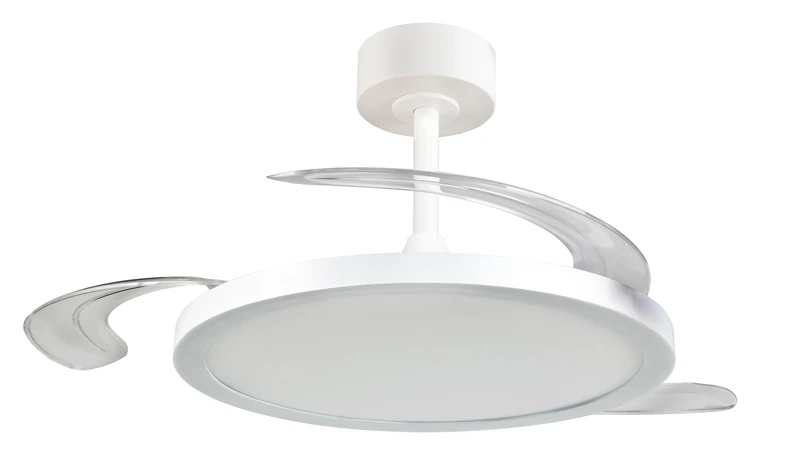 Reality Leuchten KASFJORD R64452131 Fan with Light, Matt White, Metal, 25 W, 2700-6500 K, 3900 Lumens, Folding Blades, Remote Control Included, Dimmable, with Night Light