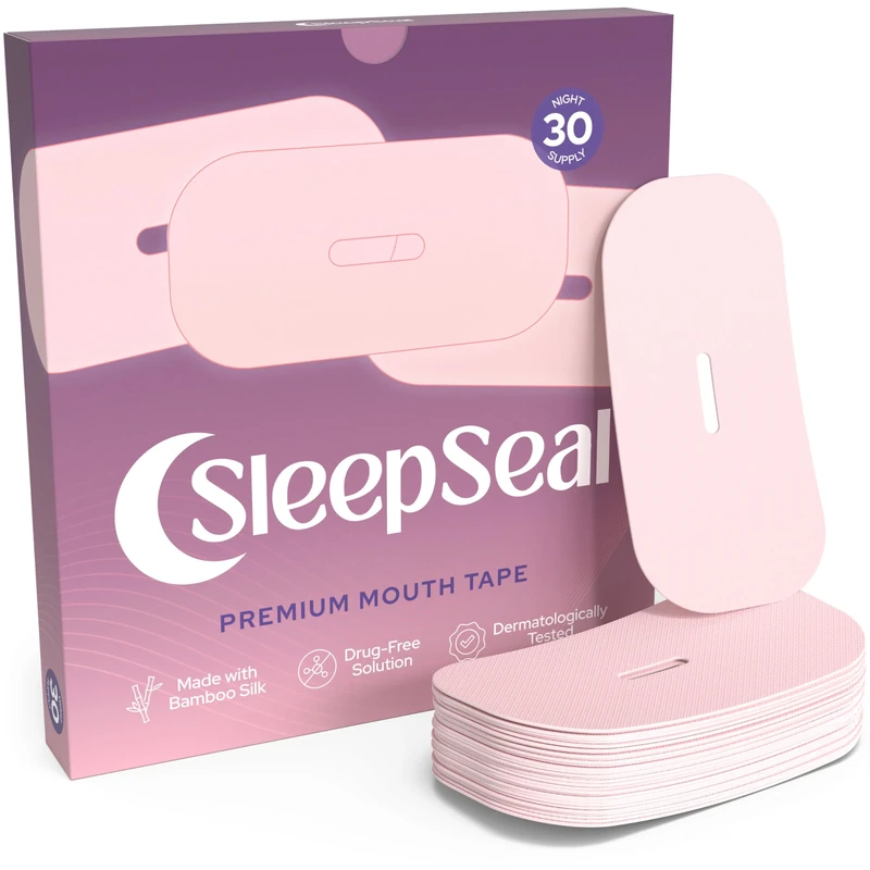 SleepSeal Mouth Tape for Sleeping - Made from Hypoallergenic Bamboo Silk & Medical-Grade Adhesive - Dermatologically Tested Sleep Tape Gentle on Skin - Supports Nasal Breathing - 30 Nights