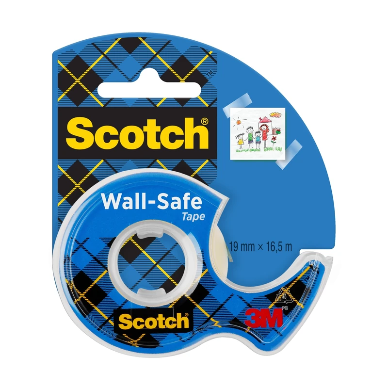 Scotch Wall-Safe Tape, 19 mm x 16.5 m, 1 Roll on Handeld Dispenser/Pack