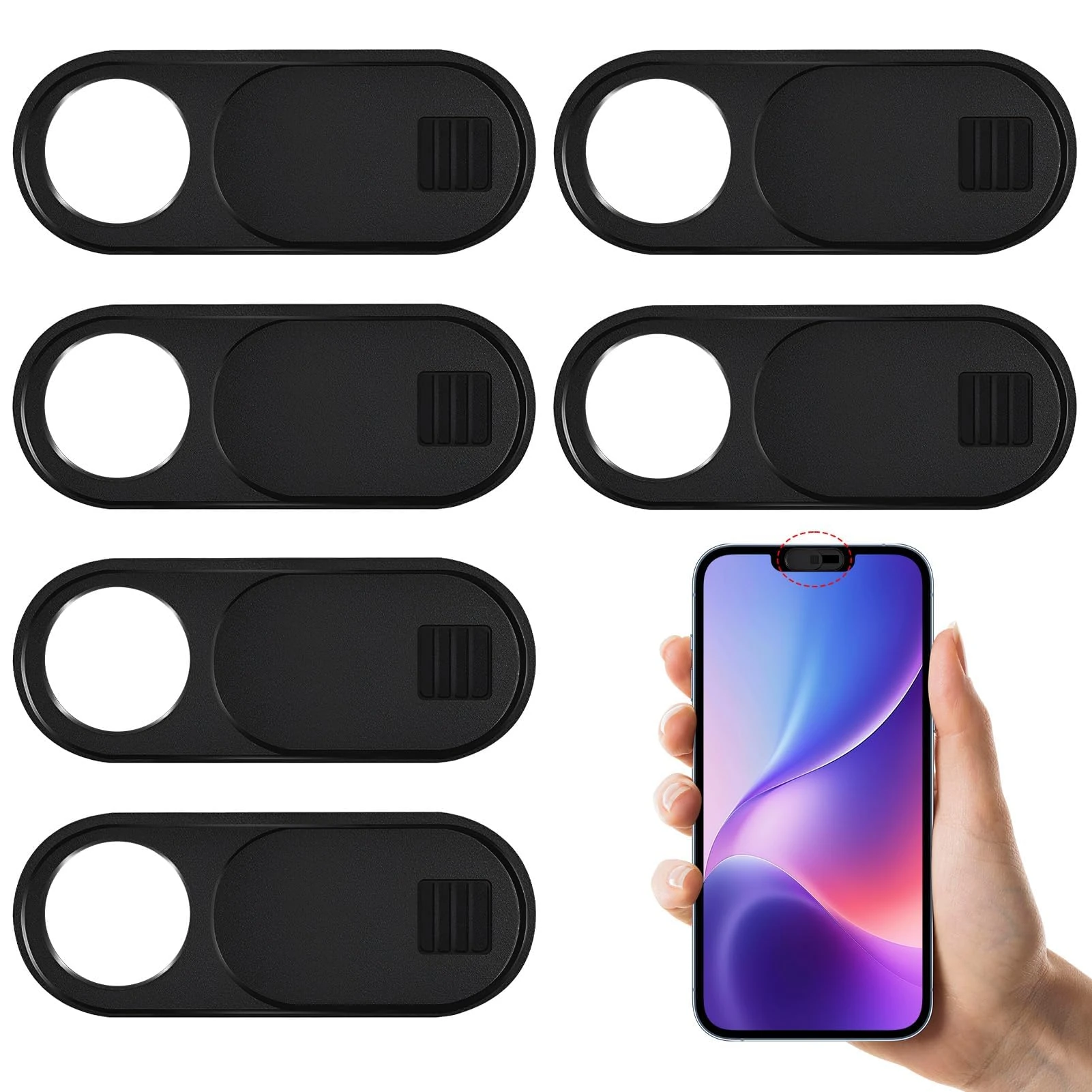 MDLSDE 6PCS Webcam Cover, Ultra-Thin Privacy Slider, Compatible with Laptop PC Desktop MacBook Pro iPad iPhone Smartphone Cellphone, Black