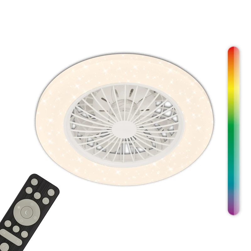 BRILONER - Ceiling Light with Fan, Remote Control, Dimmable, CCT, RGBIC, LED Fan, Ceiling Fans, Modern Ceiling Fan, Ceiling Lights for Living Room, Ceiling Lights Bedroom, 48.5 X 14cm, White