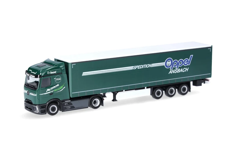 herpa Truck Model Mercedes-Benz Actros Procabin Streamspace Curtain Tarpaulin Semiconductor Opole Ansbach, Miniature Scale 1:87, Collectable, Made in Germany, Plastic