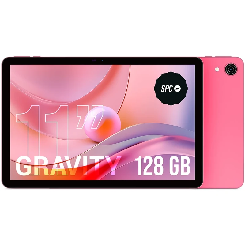 SPC Gravity - 11" HD pink tablet | Octa-Core, 4GB RAM and 128GB of expandable storage | 7 hours of battery life with reverse charging | Dual Band WiFi and Android 14