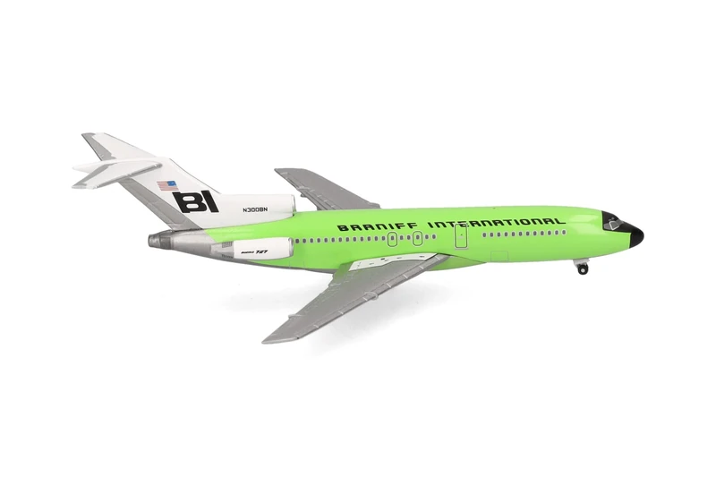 herpa Braniff International Boeing 727-100 Model Plane - Solid Lime Green, Miniature in Scale 1:500, Collectable, Model without Base, Metal, Lime Green