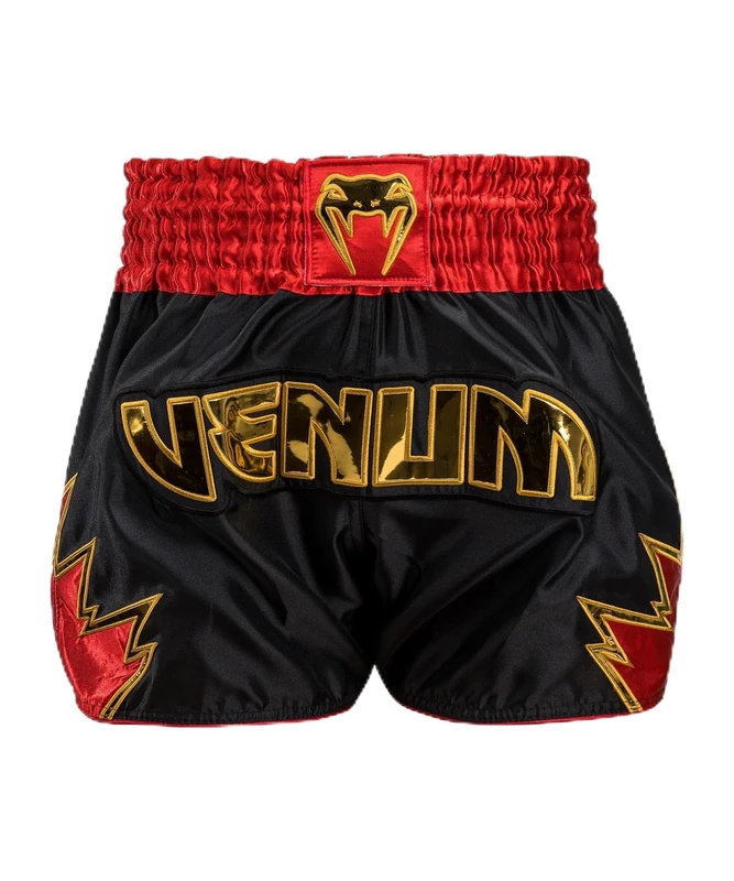 Venum Men's Inferno Kids Muay Thai Shorts, Deep Black/Cherry Red, Medium