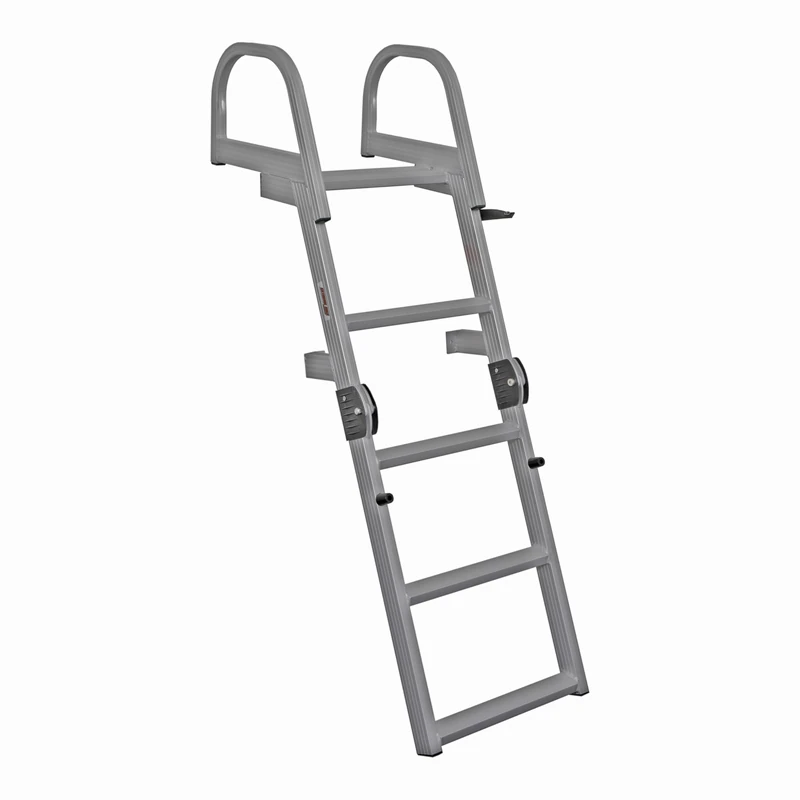 Extreme Max 3006.8881 Deluxe Welded Aluminum Folding Dock & Pontoon Ladder - 4-Step - Image 1
