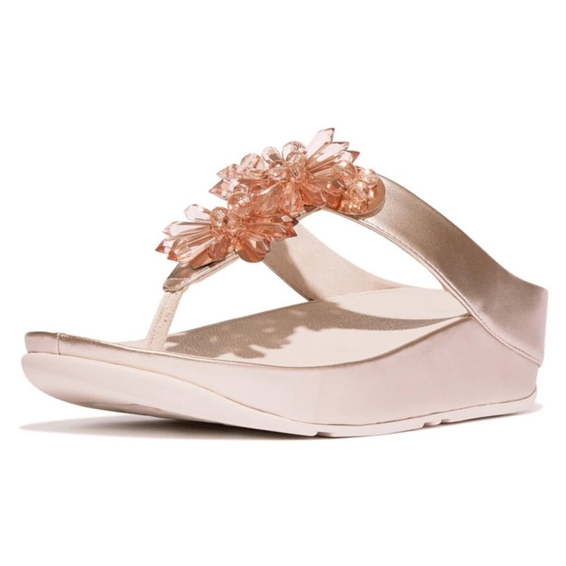 Fitflop RUMBA STARBURST-BEAD METALLIC TOE-POST SANDALS - Image 1