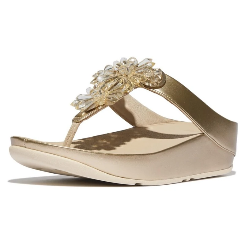 Fitflop RUMBA STARBURST-BEAD METALLIC TOE-POST SANDALS