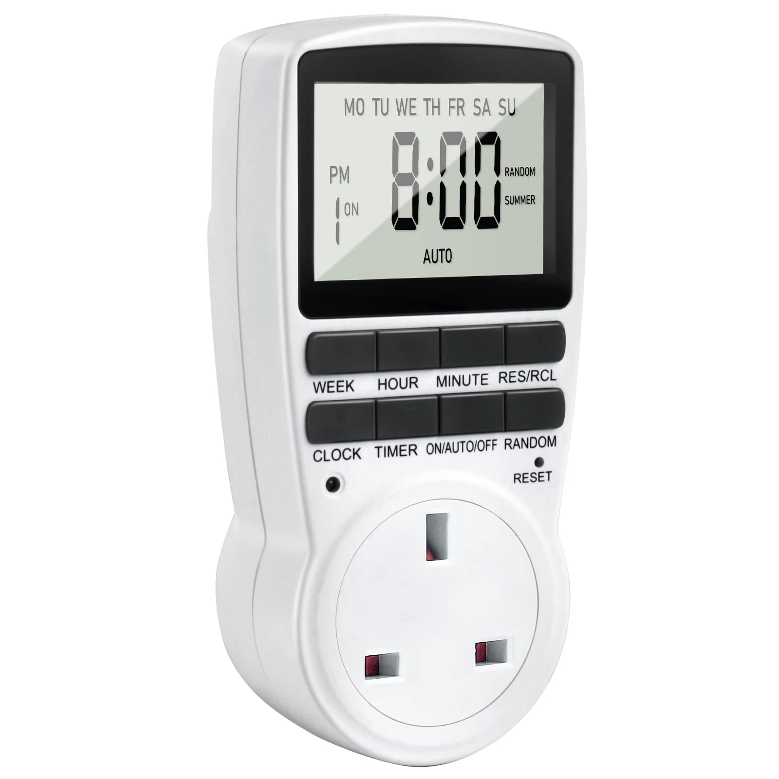 Digital Timer Plug Socket UK, 24h-Week Socket Timer Switch With 16 On-Off Programme LCD Display, Electric Light Switch Repeat Cycle Programmable Plug Timing With Random Mode for Indoor Home Appliances