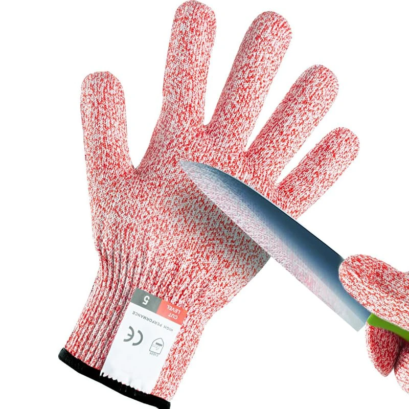 Premium Cut Resistant Gloves - Level 5, Ambidextrous, Washable, Red, XL