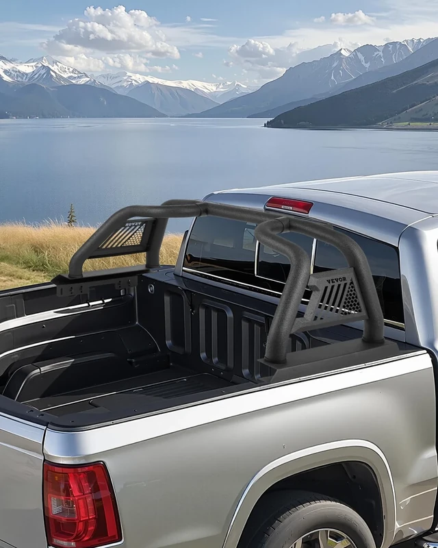 VEVOR Truck Bed Roll Bar, Customized Sport Bar Chase Rack Compatible with Full-size Pickup, Carbon Steel Construction with Extension Light Bracket, No Rack Included